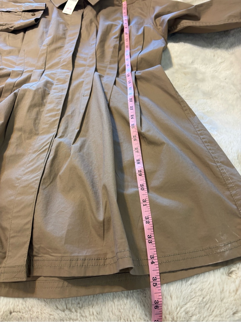 NWT Pilcro Anthropologie Taupe Corset Seam Midi Shirt Dress Large - Picture 10 of 10